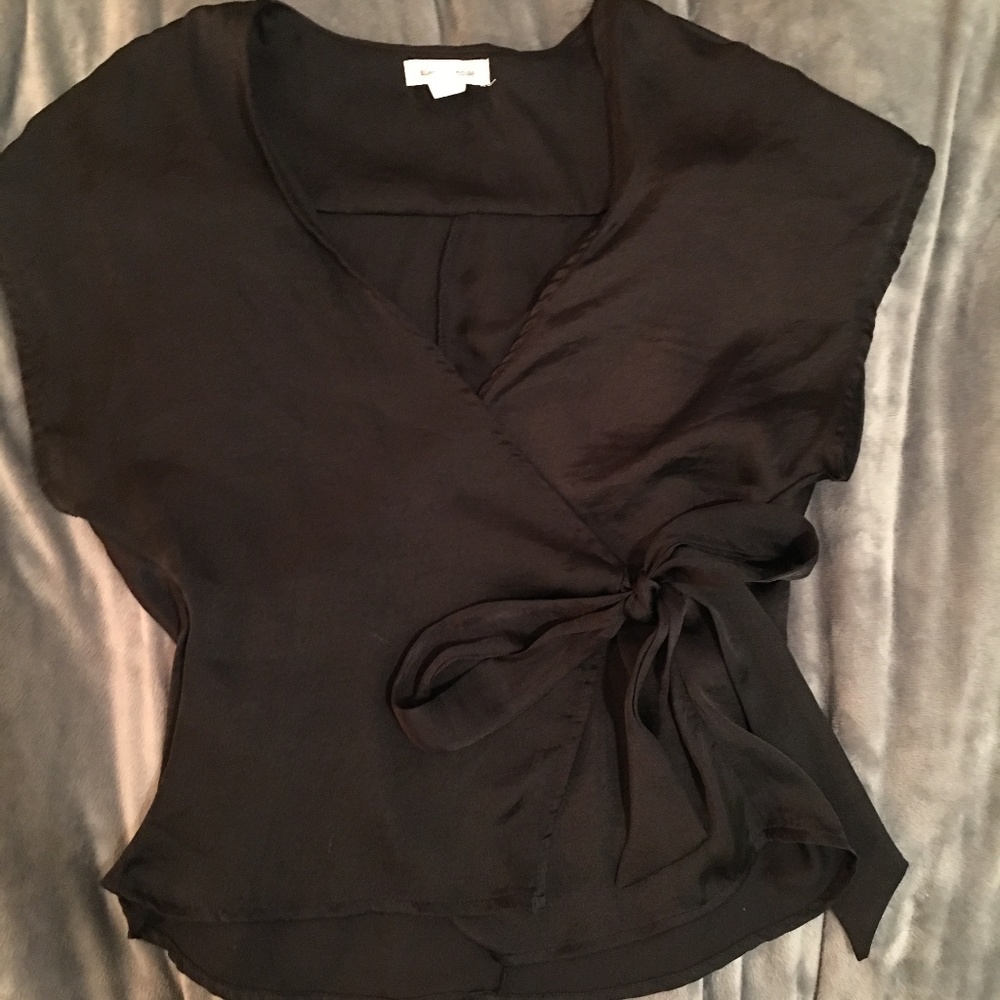 Satin Wrap Front Blouse
